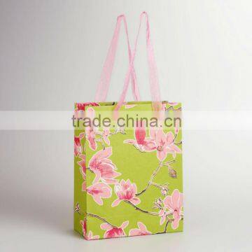 2014 High Quality Printed Drawstring Paper Bag With Webbing Handles