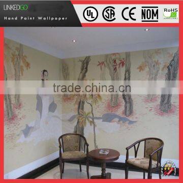 Custom restaurant wall decoration with designs Chinese landscape wallpaper