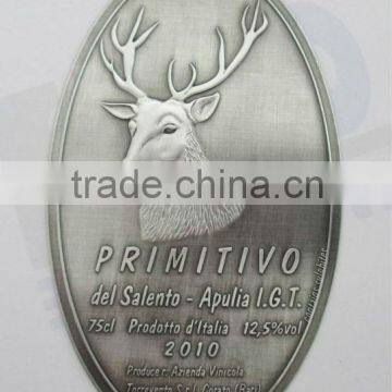 Custom 3D Bottle Label, Wine Bottle Sticker, Aluminum Embossed Label, Bottle Badge