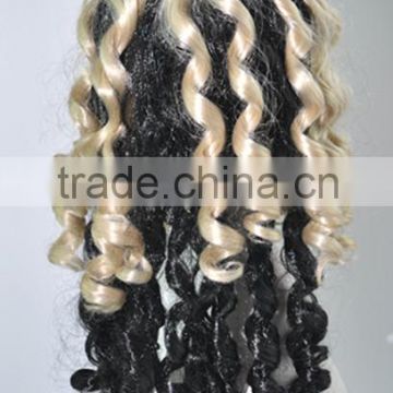 Half and half color wig tight curls short wig Cosplay wig N365