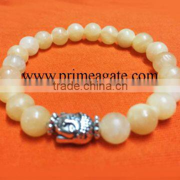 Natural Calcite Stretchable Buddha Bracelet | A grade good quality gemstone bracelet | Agate new jewelry 2016 bracelets