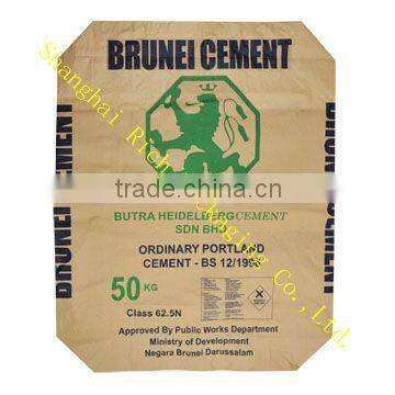 multiwall strength 50kg sack kraft paper bag for cement powder