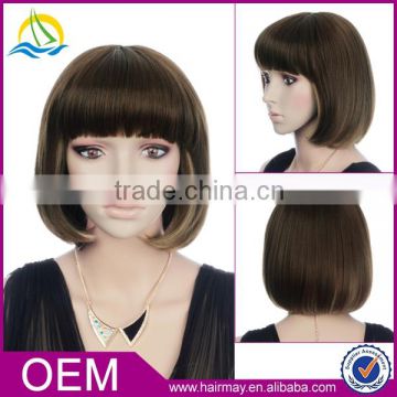 Dark brown china wig supplier low density kinky straight european hair wig