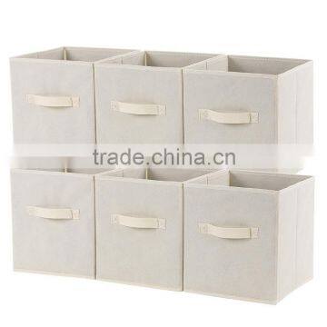 Foldable Storage Cubes Fabric Drawer Baskets Bins Set Closet Organizer Beige photo-2