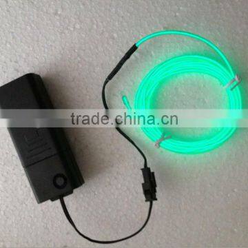 high brightnes 2.3mm electroluminescent neon wire 5meter green+3V EL inverter AA battery pack