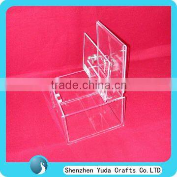 Promotional Clear Donation Box With A5 Sign Holder Acrylic Ballot Box With Lock Acrylic Lockable Comment Box