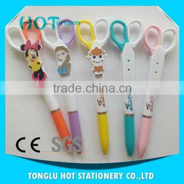 Multi-functional scissors style ballpen ball point novelty pen