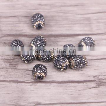 Cylinder shape Loose Beads with Pave Crystal Spacer Beads Jewelry Findings