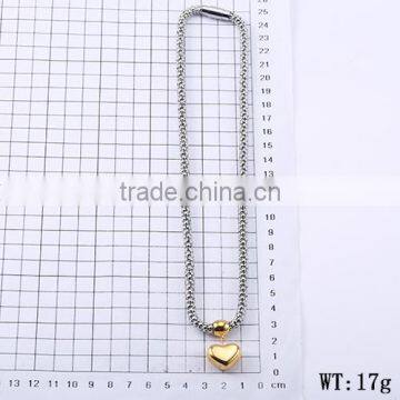 Fashion Accessories Latest Silver Stainless Steel Chain Gold Heart Pendant Necklace photo-2