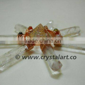 CRYSTAL QUARTZ REIKI ENGRAVED PYRAMID WITH 7 POINT CHAKRA ENERGY GENERATOR TOOLS IN COPPER photo-2