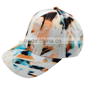 6 Panels Fashion Structured Plain Baseball Caps/hats with digital Flora Printing Image