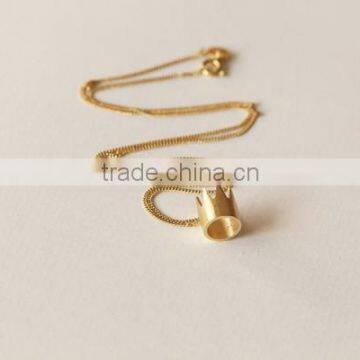 High Quality Silver and Gold Crown Pendant Necklace