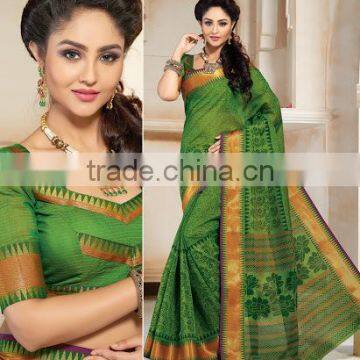 Green Cotton Silk Saree