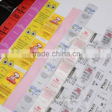 Satin main printing care labels,satin printing tags roll for garment