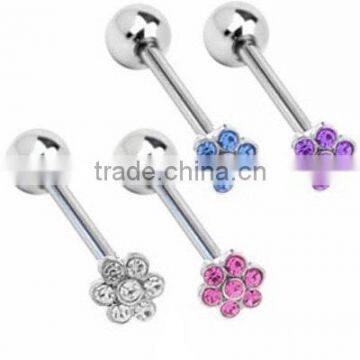 316L stainless steel flower tongue bars body piercing jewelry