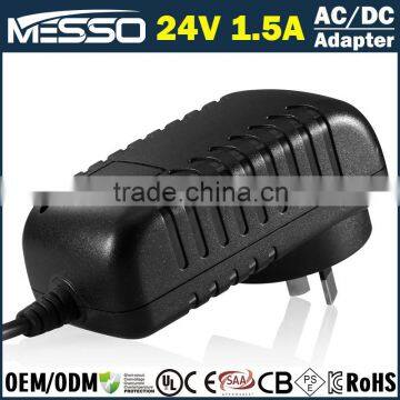 24V 1.5A Power Adapter 24V AC DC Adapter 36W Switching Power Supply 100V-240V