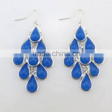 Elegant fashion multi teardrop acrylic sapphire stone earring