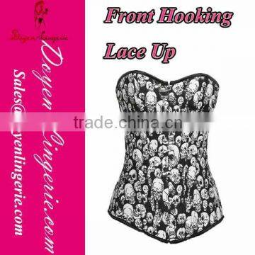 2014 New Arrival Strapless Overbust Skull Print Full Body Corset Body Shapes DH7340