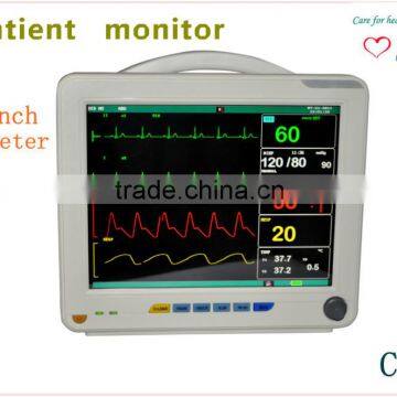 CE Approved 6 Parameter Multifunction Patient Monitor Dual TEMP IBP ETCO2 Printer Trolley optional