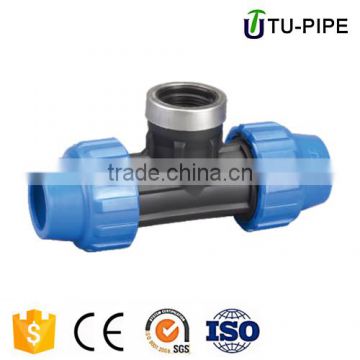 irrigation fitting pipe 90 tee with female threaded offtake