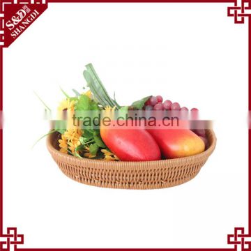 Supermarket decorative plastic rattan woven basket for fruit display