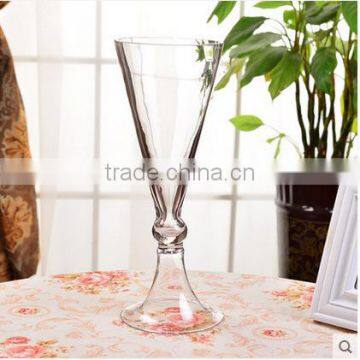 Trumpet Tall Stem Wedding Decoration Table Centerpieces Murano Glass Vases for Flower Arrangement photo-2