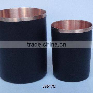 Copper Vase with Mirror polish with mat black finish and top rim in polish