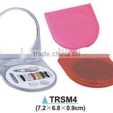 Promotional plastic travel foldable sewing kit box with make up mirror