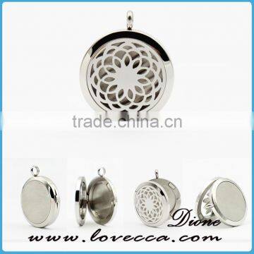 Popular hollow stainless steel aromatherapy locket pendant necklace for essential oil