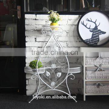 White Iron Flower Pot Rack Home Garden Decoration Patio Plant Pot Display Stand Bonsai Holder