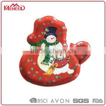 2015 new Christmas items dessert serving red melamine snowman shaped plate