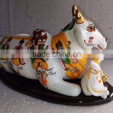 Indian Handicraft Hand Painted Resin Kamdhenu Cow photo-5