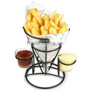 French Fry Cone with Sauce Dippers, Fast Food Basket, Chip Cone