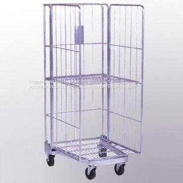 500KG White Metal Storage Cage On Wheels Professional Roll Trolley