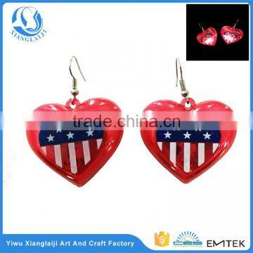 4th of July bulk light up led logo earrings custom