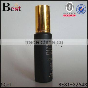 50ml Hot Products Hot Stamping Black Frosted Glass Bottle With Gold Aluminum Pump and Cover for Lotion Cosmetic Packaging photo-5