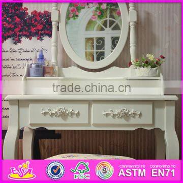 2016 Wholesale Fashionable White Wooden Makeup Vanity Table With Mirror W08H060 photo-6