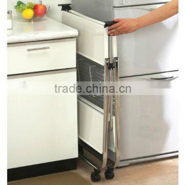 Folding Hand Cart, Metal Kitchen Dining Serving Cart photo-6