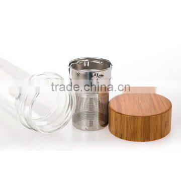 300ml Borosilicate Tea Infuser Water Bottle, Double Wall Glass Bottle With Bamboo Lid photo-2