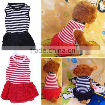 2015 Newly Design Hot Pet Dog Puppy Tutu Princess Dress Stripe Bow Lace Skirt Formal Wedding Clothes Pet Apparel photo-2
