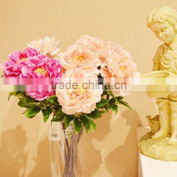 fabric single stem flower for home decoration artificial silk peony flower