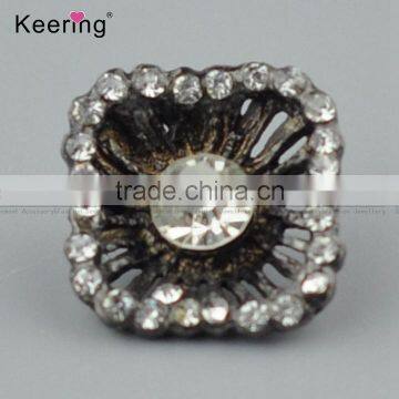 Keering-made square metal rhinestone button for garment decoration WBK-1477