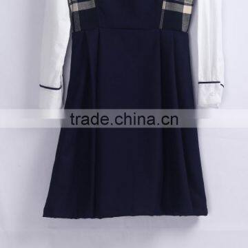 Cotton Navy Blue School Girls Uniform Dress Pinafore photo-3