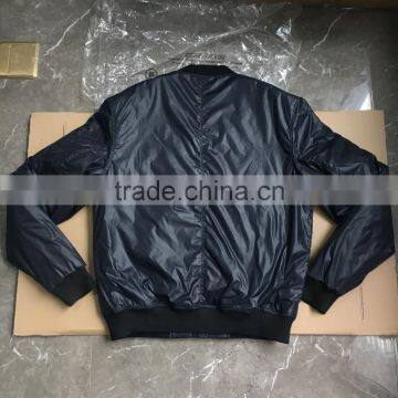 OEM Quality Black Color Quilted Inside Nylon Bomber Jacket for Men