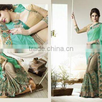 Heavy Embroidery Designer Saree Georgette pallu+net skirt with ketty brocket+net blouse