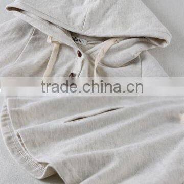 Cloak Design Buttons Solid Hoodie With Hooded for Women photo-4