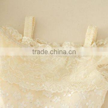 2017 Baby Girl Party Dress Children Frocks Designs Lace Sexy Harness Apricot Lovely Cotton Net Birthday Party Dresses photo-3