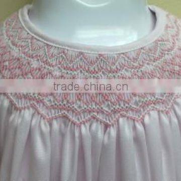 Newborn Baby Girls Cotton Frock Designs Smocked Bishop Dress Fashion Baby Express Pink Party Dresses photo-2