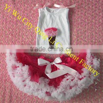 Persnickety Newborn Baby First Birthday Party Wear Cute Toddler Girls White Cake Top with Ruffle Soft Chiffon Petti Skirts Sets