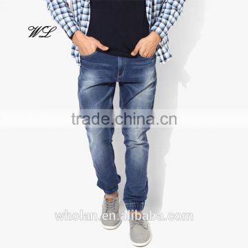 Men ripped jeans 2017 denim fabric custom men's jeans pants